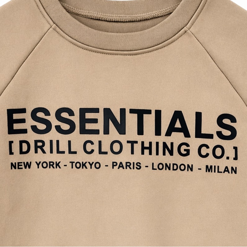 Essentials Oversized Sweatshirt M in Neutral Cobblestone Crewneck Pullover - Picture 3 of 7